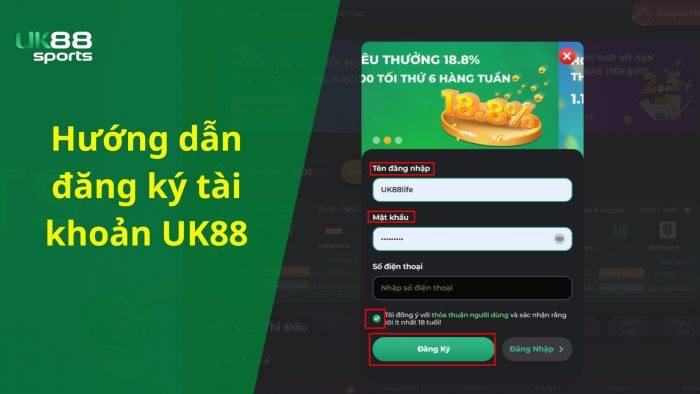 Đăng ký tài khoản tại UK88