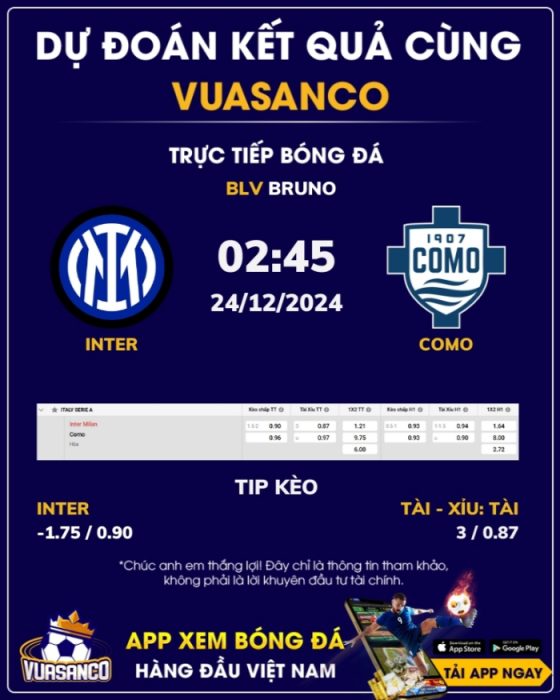 Soi kèo Inter Milan vs Como – 02h45 – 24/11 – Serie A